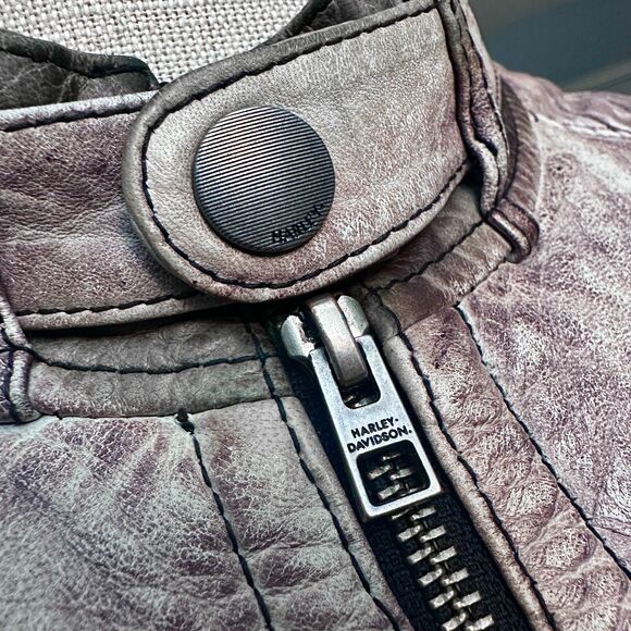 Harley Davidson Black Label Washed Lambskin Leather Moto Jacket Men's M - Picture 4 of 15